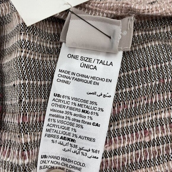 Chicos OS Striped Viscose Knit Metallic Poncho Shawl Fringe NWT - Picture 7 of 8